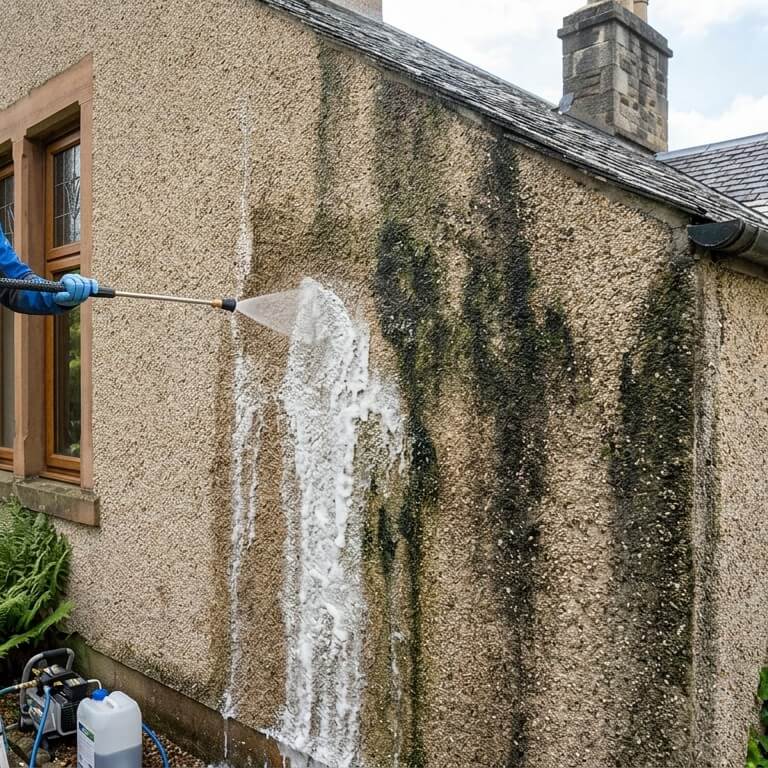 cleaning roughcasting on building